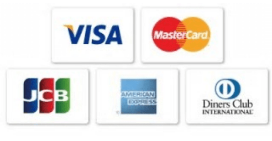 VISA、MASTER、DINERS、AMEX、JCB